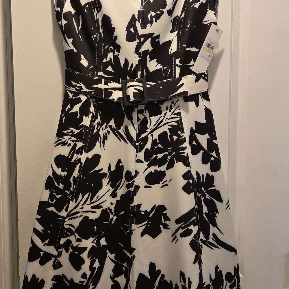 Calvin Klein Black and White Midi Dress - Picture 9 of 9
